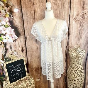 White Eyelet Swim Coverup M